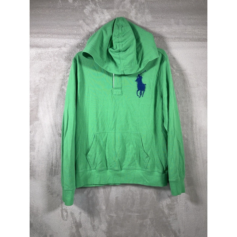 Polo Ralph Lauren Big‎ Pony Hoodie Polo Boys Size Large Green Pullover Preppy